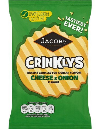 15 x Jacobs Mini Cheddars Crinklys Cheese & Onion 90g
