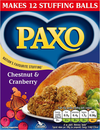 Paxo Celebration Chestnut & Cranberry Stuffing 150g x 8