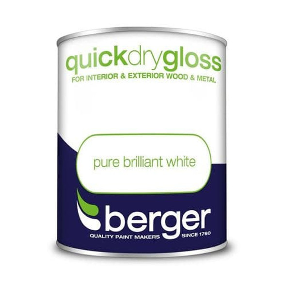 Berger Quick Dry Gloss Brilliant White 750ml & 2.5L