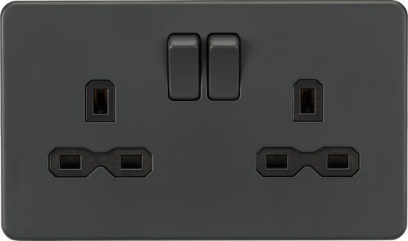 13A 2G Double Pole Switched Socket with Twin Earths with Black Insert