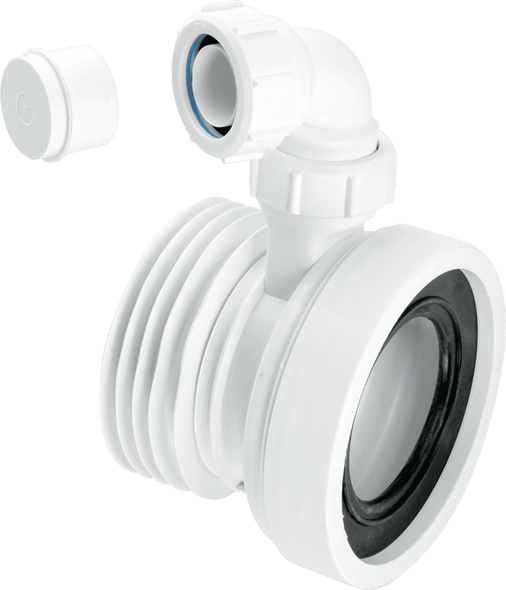 97-107mm Inlet x 4″/110mm Outlet Straight Rigid WC Connector with 1¼” Universal Vent Boss

Outlet fits 4″/110mm inside diameter of PVC-U and cast iron soil pipe
97-107mm Inlet suits all pan spigots
With 1¼” Universal Vent Boss
Supplied with blanking cap
Complies with BS 5627:1984 and DIN 1389:2015-12
Manufactured in Polypropylene