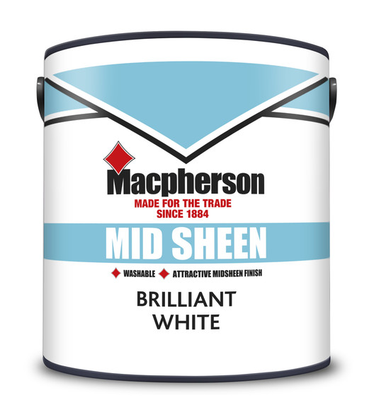 Macpherson Mid Sheen Brilliant White Available in 2.5L, 5L & 10L