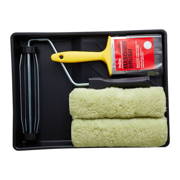 ProDec 9" x 1.75" 5 pc Twin Long Pile Masonry Roller & Brush Set