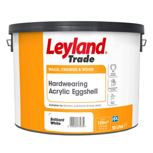 Leyland Trade Hardwearing Eggshell Available in 750ml, 2.5L & 5L