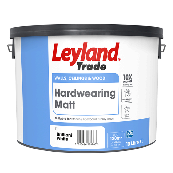 Leyland Hardwearing Matt Brilliant White Available in 2.5 & 5L