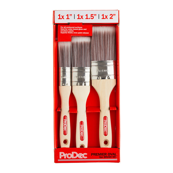 ProDec 3pc Premier Oval Paint Brush Set