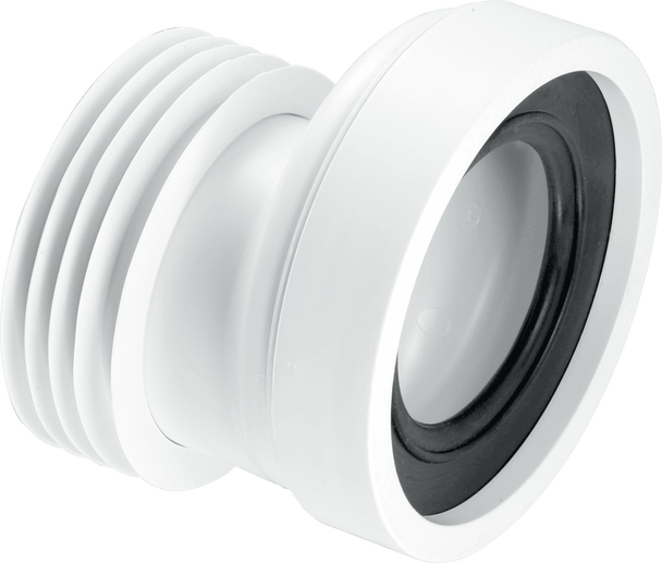 97-107mm Inlet x 4″/110mm Outlet with 20mm Offset Rigid WC Connector. The double seal on the pan connection gives a really good seal. Lock-ring inlet seal ensures tight connection to the pan. Overall length 130mm.

Outlet fits 4″/110mm inside diameter of PVC-U and cast iron soil pipe

97-107mm Inlet suits all pan spigots

Adjustable Length WC-CON4

Complies with BS 5627:1984 and DIN 1389:2015-12

Manufactured in Polypropylene