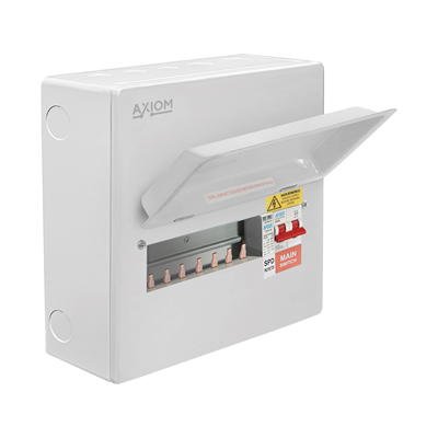 Axiom Vault 10-Way  Consumer Unit Fitted with 2P 100A + SPD
