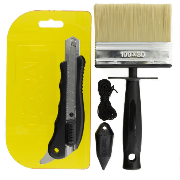 Coral Paperwiz Original Wallpaper Tool Kit with Knife Brush and Plumb Bob for Paper-Hanging 4 piece set