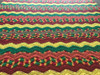 Zig Zag Yellow,Red,Brown,Green,Mutlicolor 62" L x 68" W. Hand Crocheted.