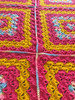 Baby Girls Rainbow, Pink, Yellow Blanket. 58x58. Hand Crocheted.