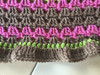 Brown/Pink/Lime Green Blanket/Throw/Afghan. 52" L x 45" W. Hand Crocheted.