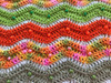 Baby Girl's Zig Zag Crocheted Blanket with Decorative Beads. 64x66.