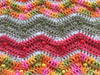 Baby Girl's Zig Zag Crocheted Blanket with Decorative Beads. 64x66.