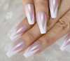 24PCS V Shape Pearlescent Natural Glossy French Press on Nails