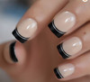 24PCS Black French Double Line Designed Press on Nails