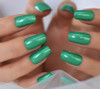 Shiny Green Medium Squoval Shaped Press on Nails