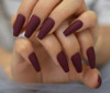 Dark Red Matte Long Tapered Shaped Press on Nails