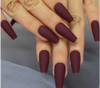 Dark Red Matte Long Tapered Shaped Press on Nails