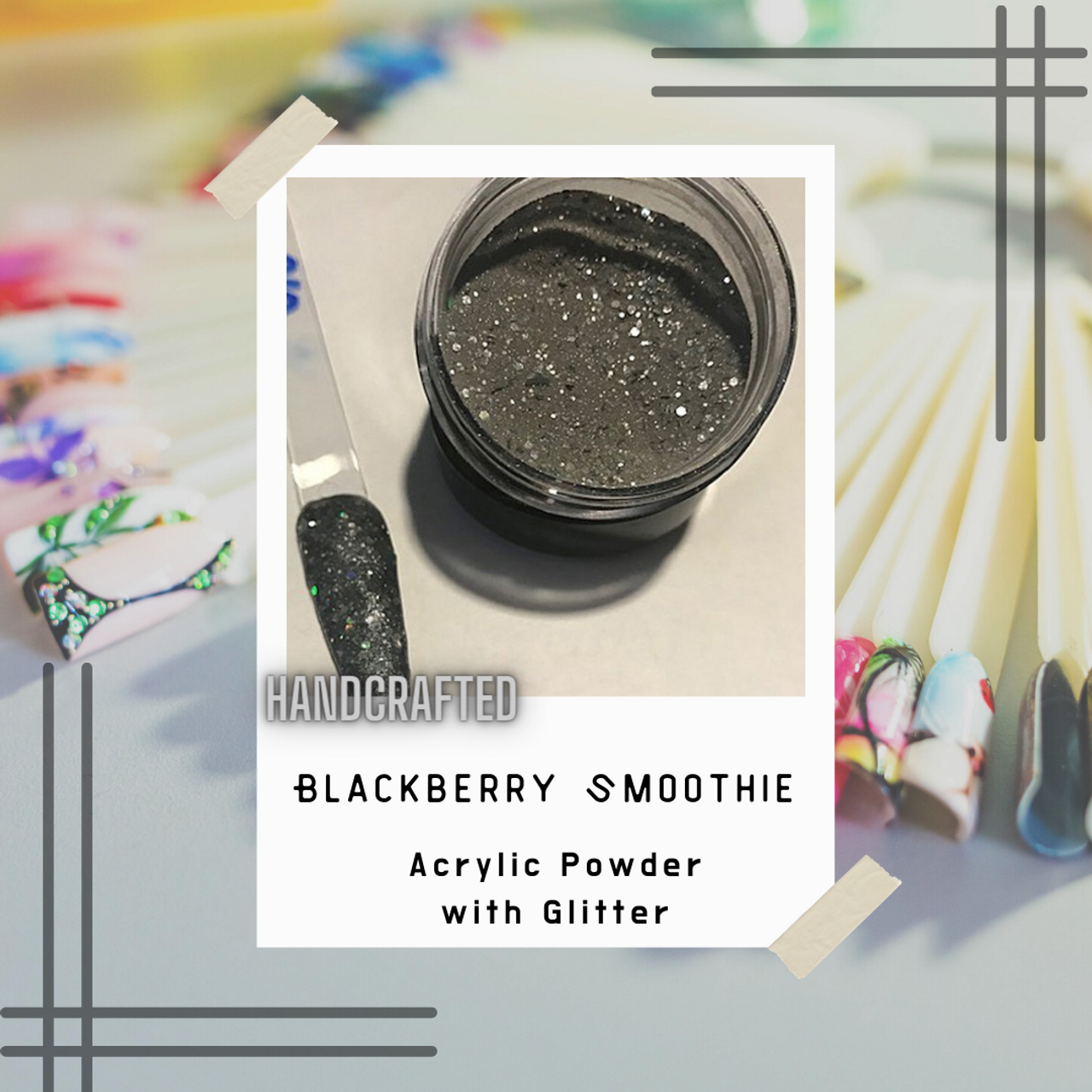 Acrylic Powder Glitter Mix. White, Gray & Black Color Collection