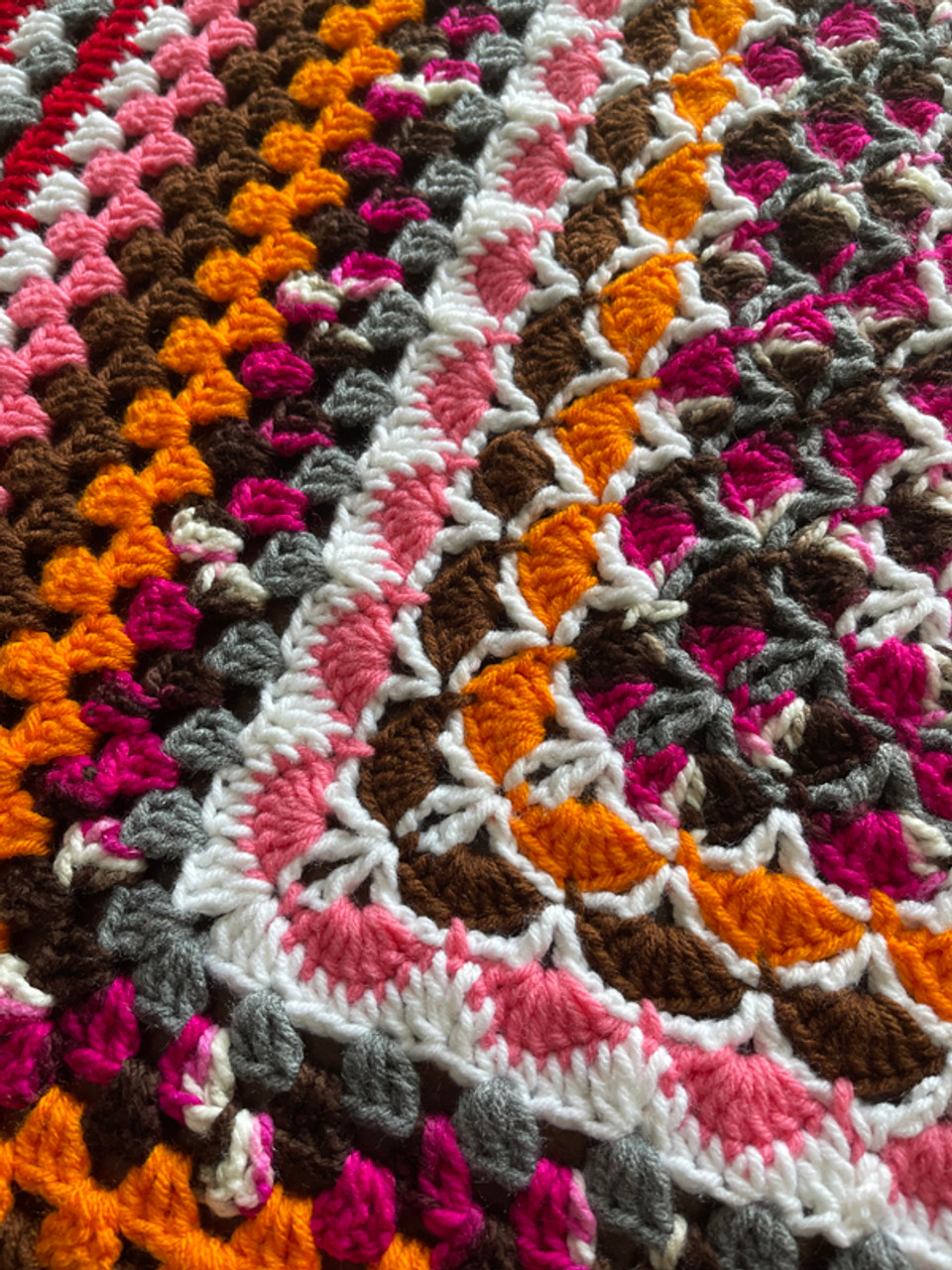 Pumpkin Patch Hand Crochet Blanket. 78x82