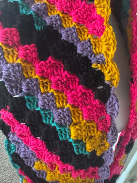 80's Party Line Color Handmade-Crochet Scarf