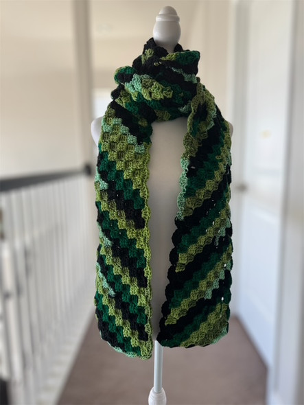 Green Barlow Color Handmade-Crochet Scarf