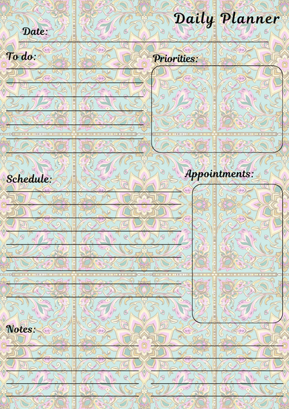 Handmade Block Print Themed Daily Planner Notepad