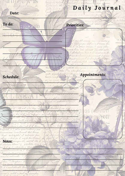 Handmade Butterfly Themed Daily Journal Notepad