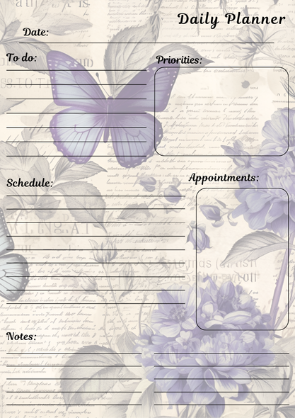 Handmade Butterfly Themed Daily Planner Notepad