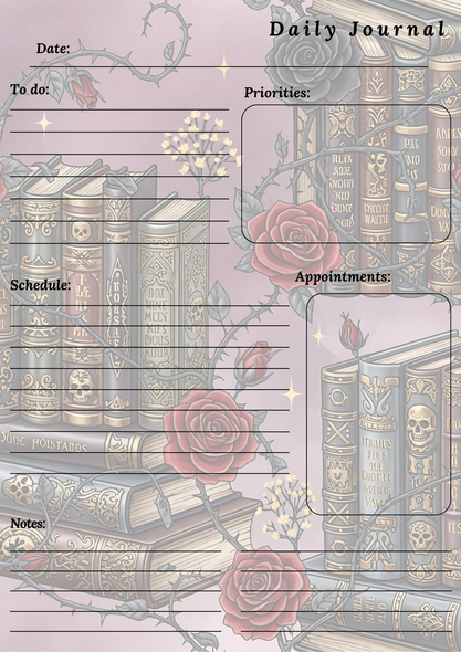 Handmade Gothic Books Themed Daily Journal Notepad