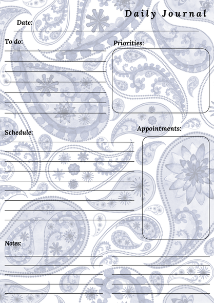 Handmade Paisley Themed Daily Journal Notepad