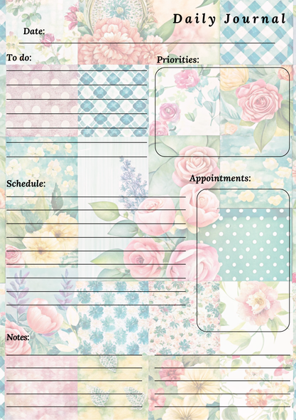 Handmade Quilt Patchwork Themed Daily Journal Notepad