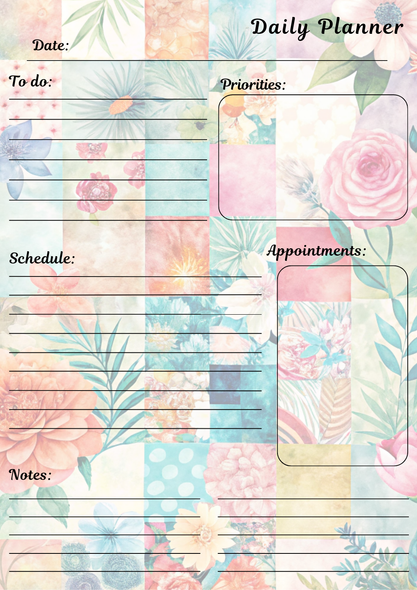 Handmade Quilt Patchwork Themed Daily Planner Notepad