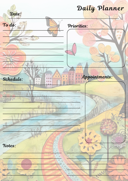 Handmade Spring Themed Daily Planner Notepad