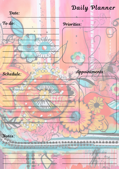 Handmade Spring Themed Daily Planner Notepad