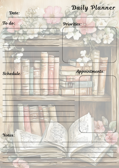 Handmade Vintage Books Themed Daily Planner Notepad