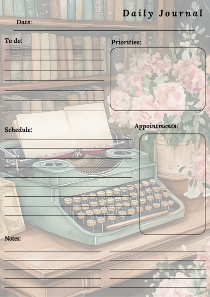 Handmade Vintage Typewritter Themed Daily Journal Notepad