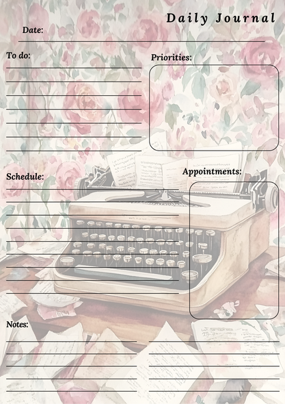 Handmade Vintage Typewritter Themed Daily Journal Notepad