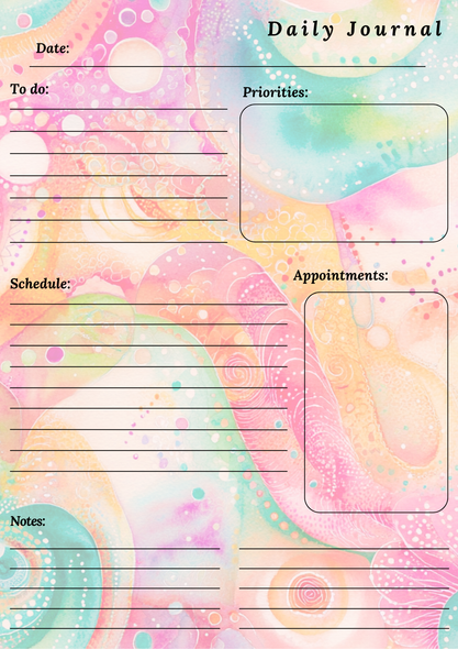 Handmade Watercolor Themed Daily Journal Notepad