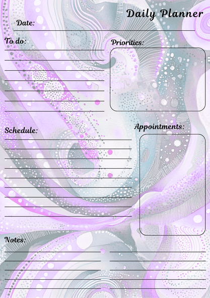 Handmade Watercolor Themed Daily Planner Notepad