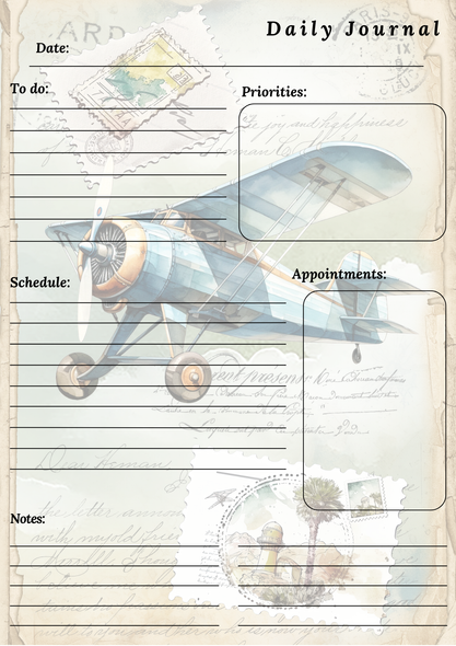 Handmade Travel Themed Daily Journal Notepad