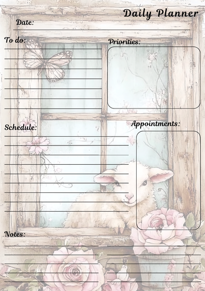 Handmade Farm Themed Daily Planner Notepad