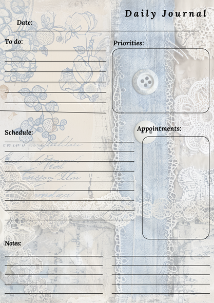 Handmade Denim Themed Daily Journal Notepad