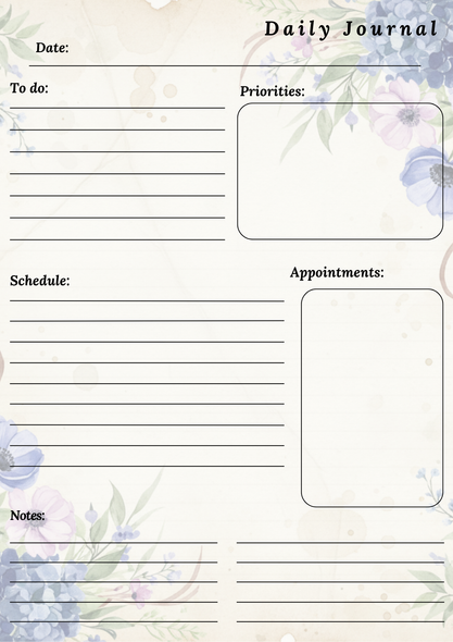 Handmade Vintage Floral Themed Daily Journal Notepad