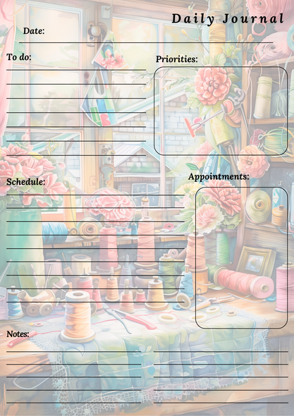 Handmade Sewing II Themed Daily Journal Notepad