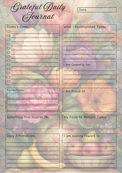 Floral Decor Themed Grateful Daily Planner Notepad