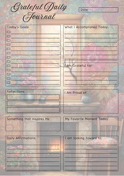 Floral Decor Themed Grateful Daily Planner Notepad