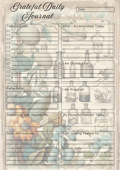 Apocathery Themed Grateful Daily Planner Notepad.