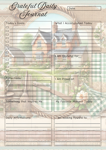 Rustic Farm Themed Grateful Daily Planner Notepad.
